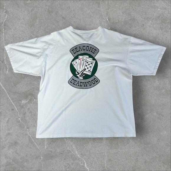 Vintage Biker Gang Henley Button "Deacons of Deadwood" Texas Shirt - Picture 2 of 5